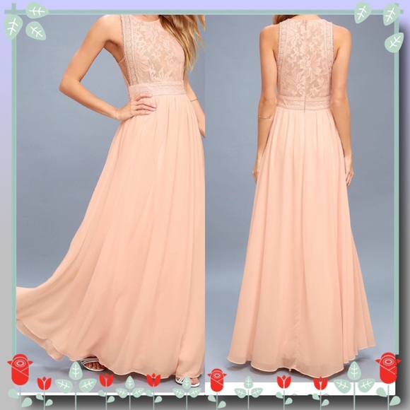 forever and always blush pink lace maxi dress